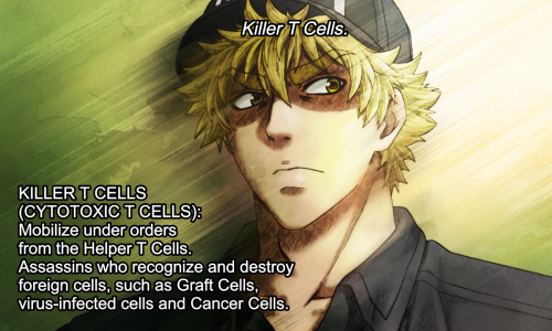 Killer T-cell image from "Cells at Work!" by Akane Shimizu.